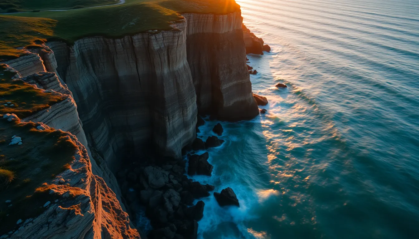 Coastal Cliffs at Sunset
