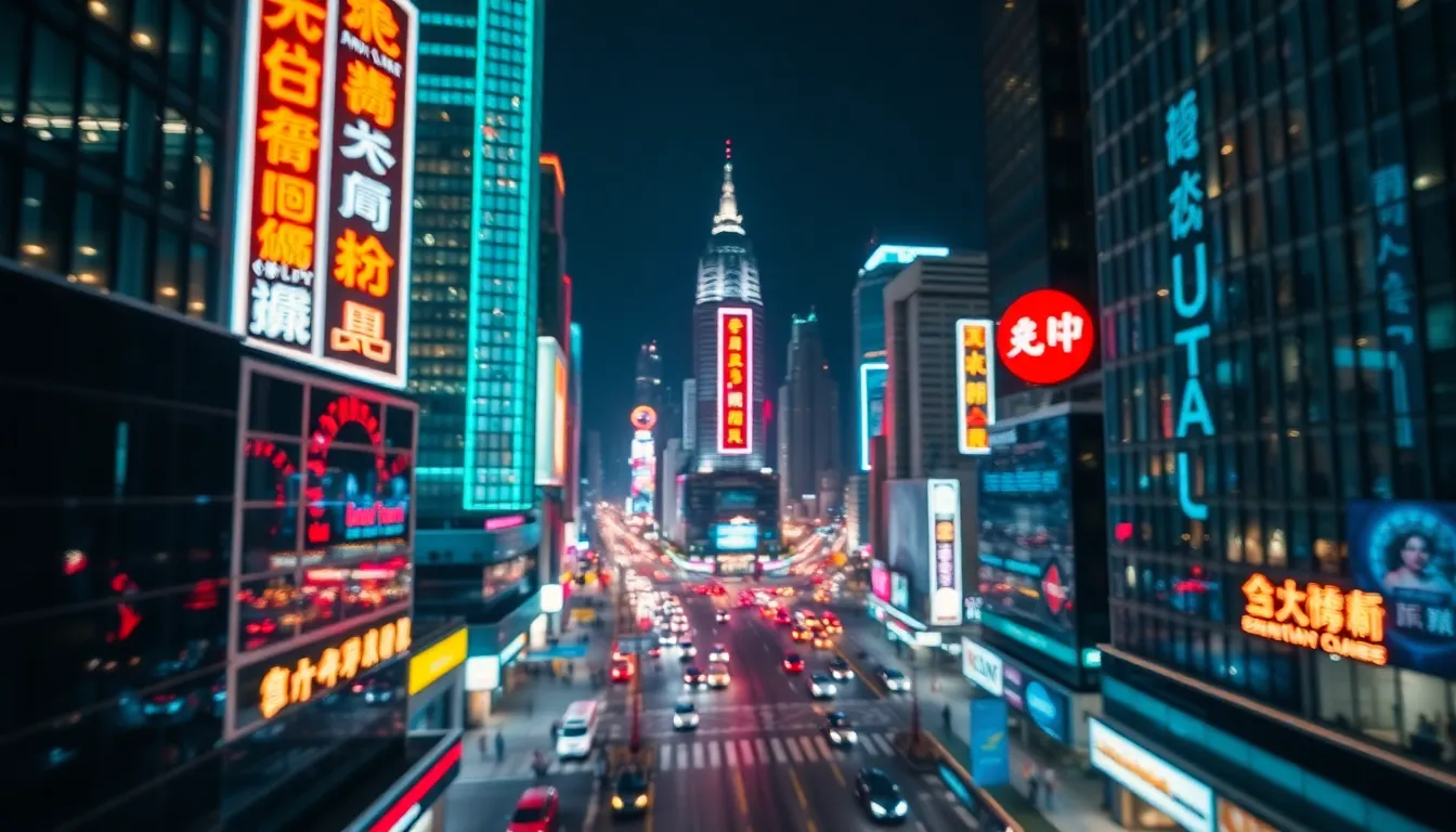 Vibrant Aerial Night Cityscape