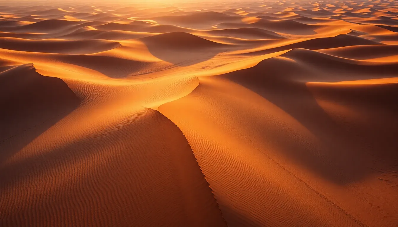 Aerial Desert Landscape at Sunset
