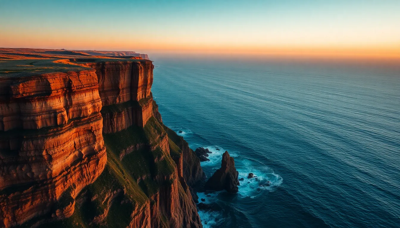 Sunset Over Coastal Cliff