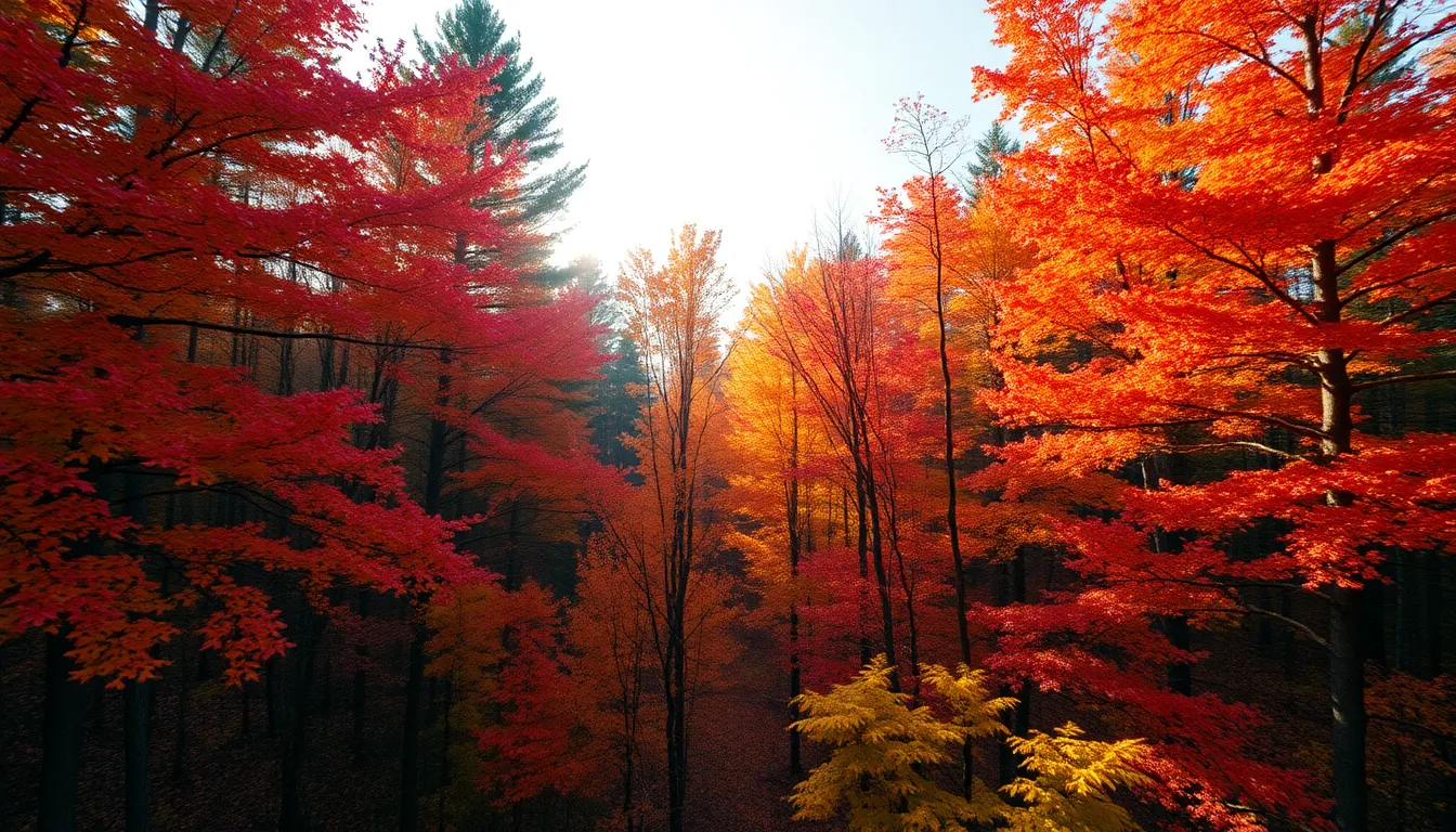 Aerial View of Autumn Forest Foliage
