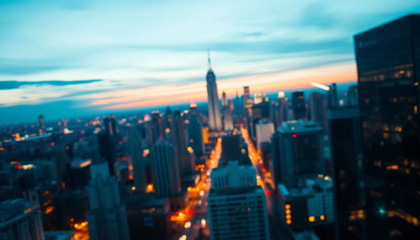 Bustling Cityscape at Dusk