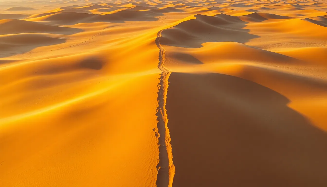 Golden Hour Desert Aerial Landscape