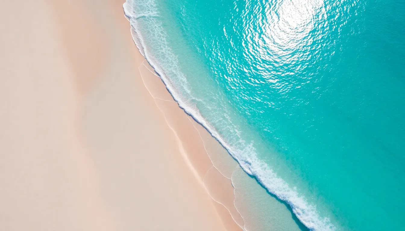 Aerial View of Pristine Beach and Turquoise Waters