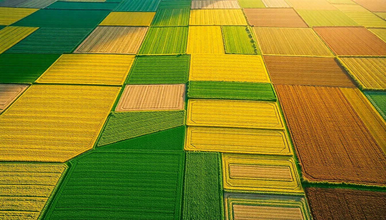Aerial Agricultural Fields in Spring