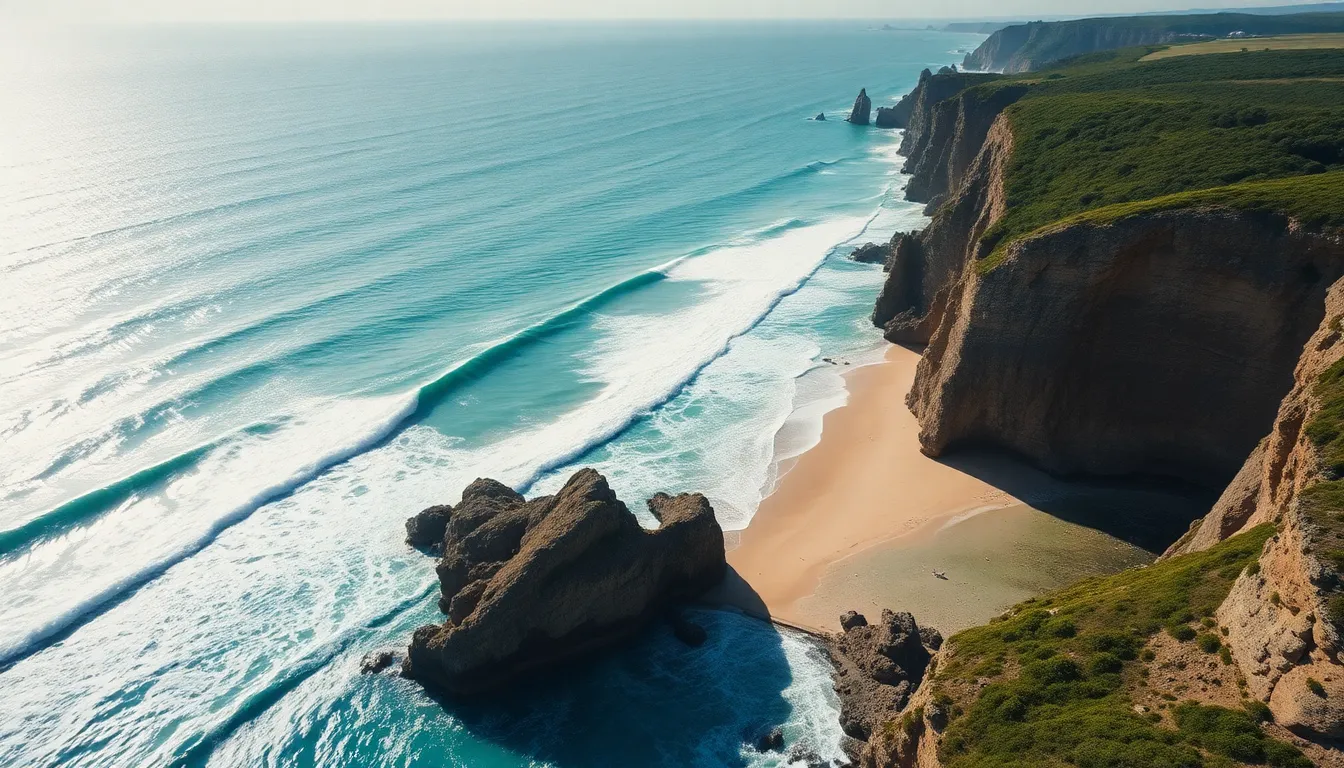 Coastal Aerial View with Dramatic Cliffs
