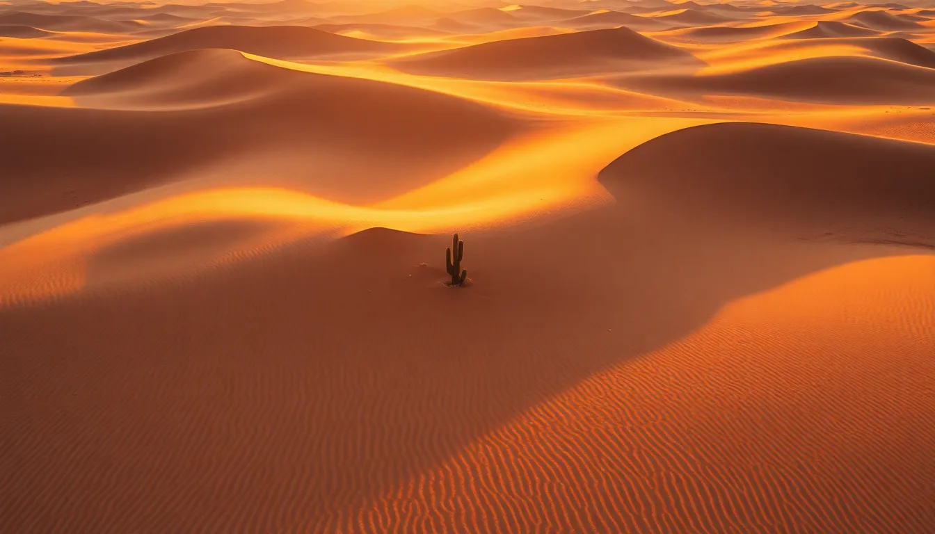 Aerial View of Expansive Desert Dunes