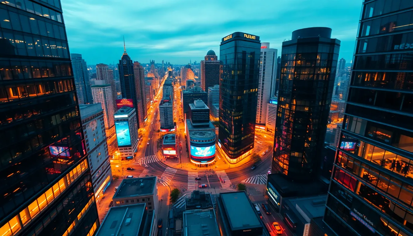 Vibrant Urban Cityscape Aerial View