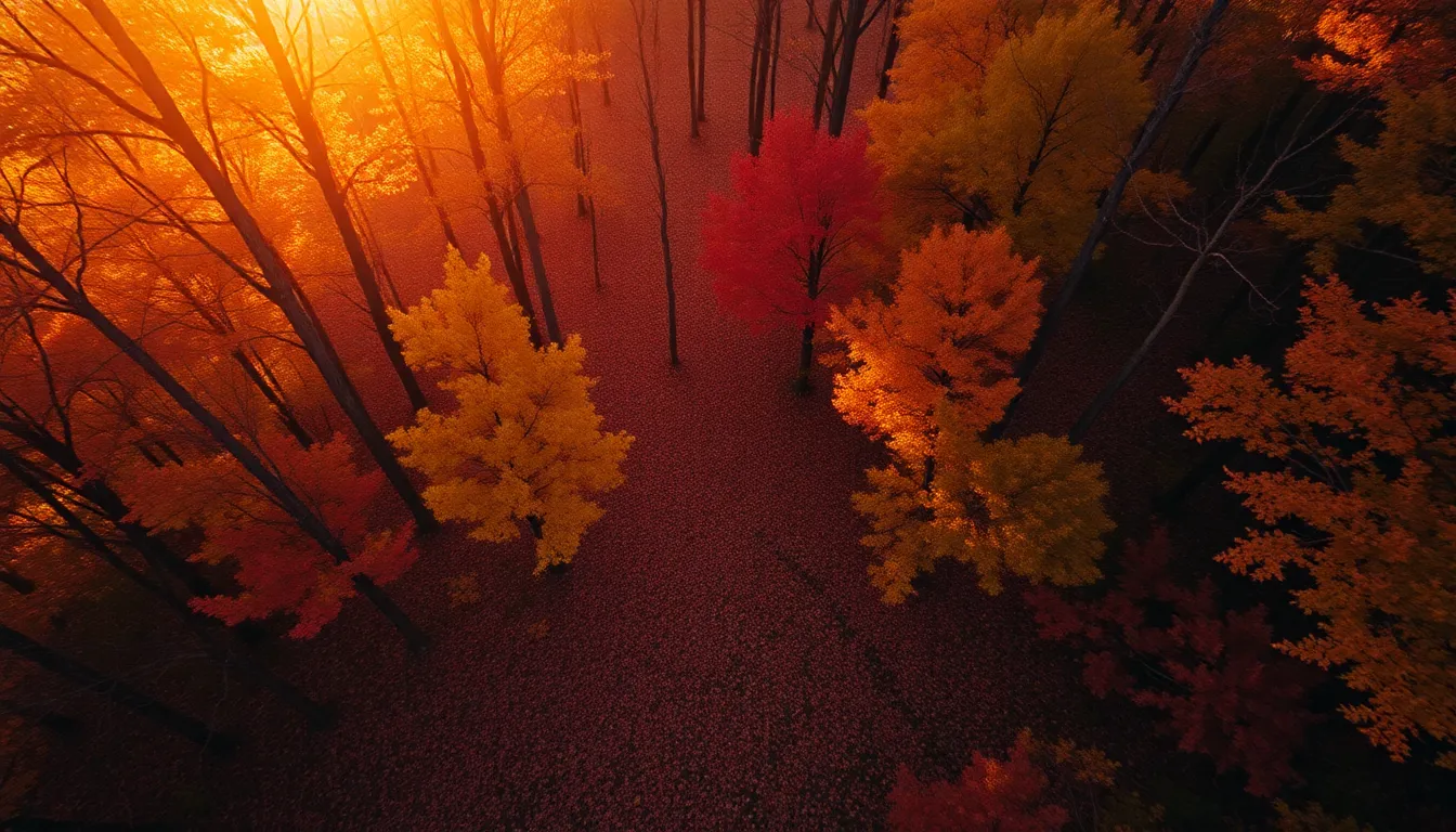 Autumn Forest Aerial Shot