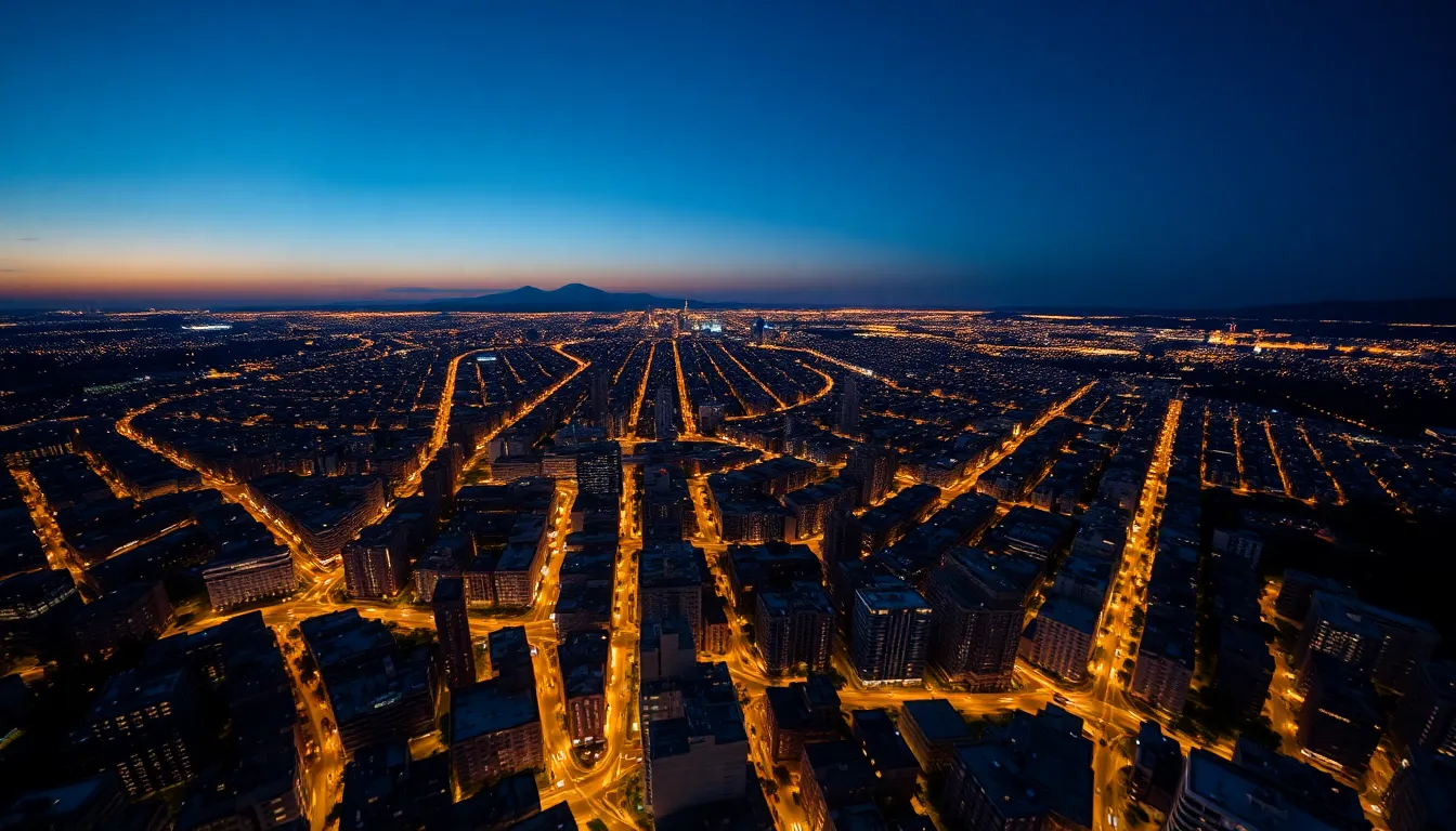 Aerial Cityscape at Dusk
