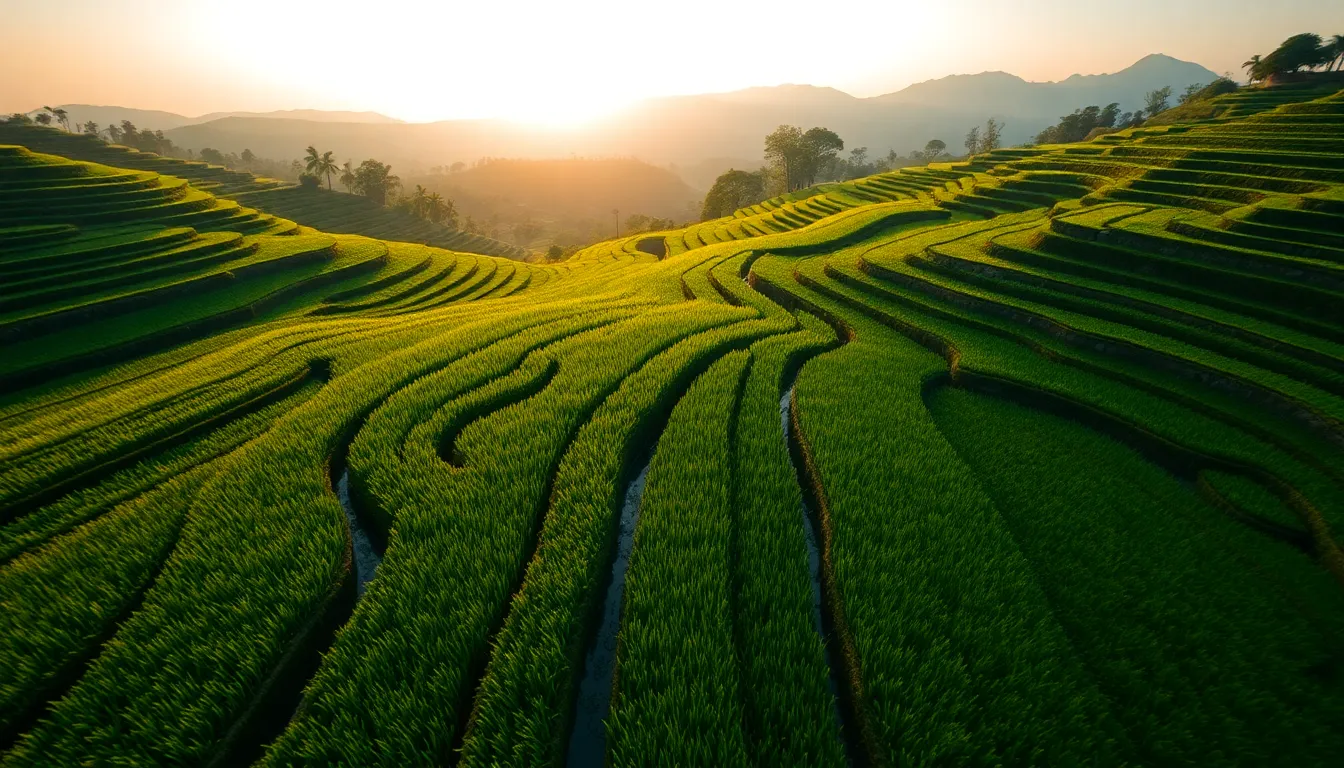 Terraced Rice Fields at Golden Hour