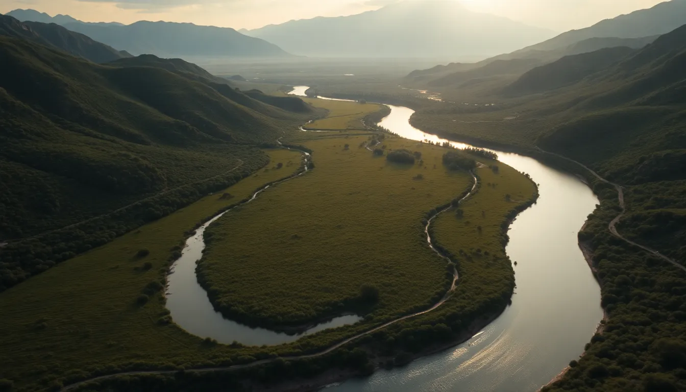 Winding River Through Lush Valley