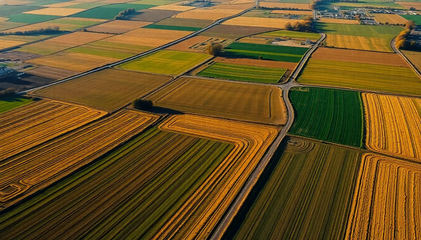 Autumn Aerial View of Farmland