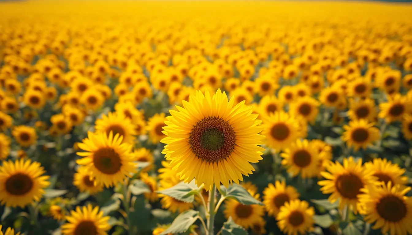Aerial View of a Sunflower Field