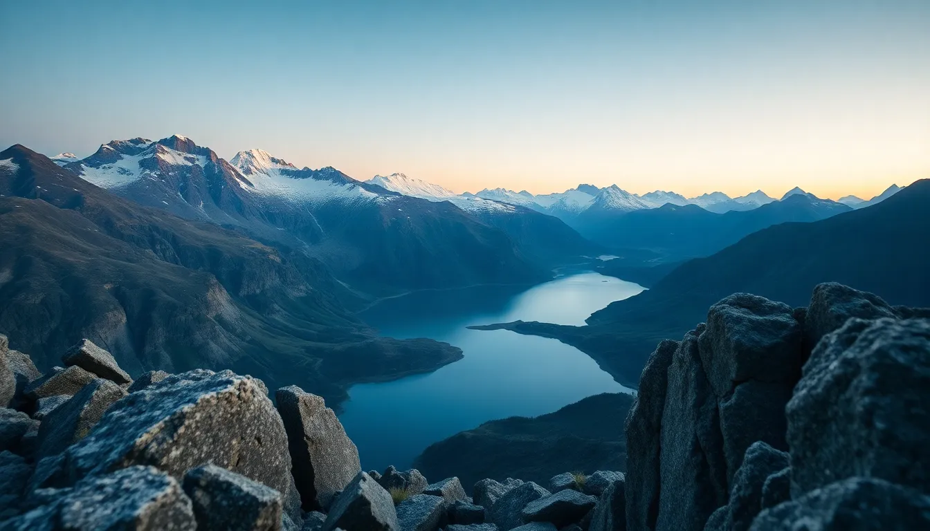 Aerial View of Rugged Mountain Range