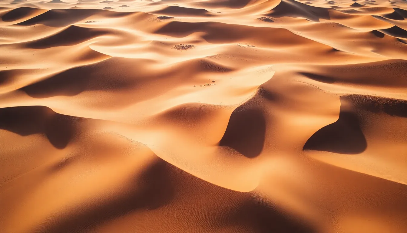 Aerial View of Desert Dunes