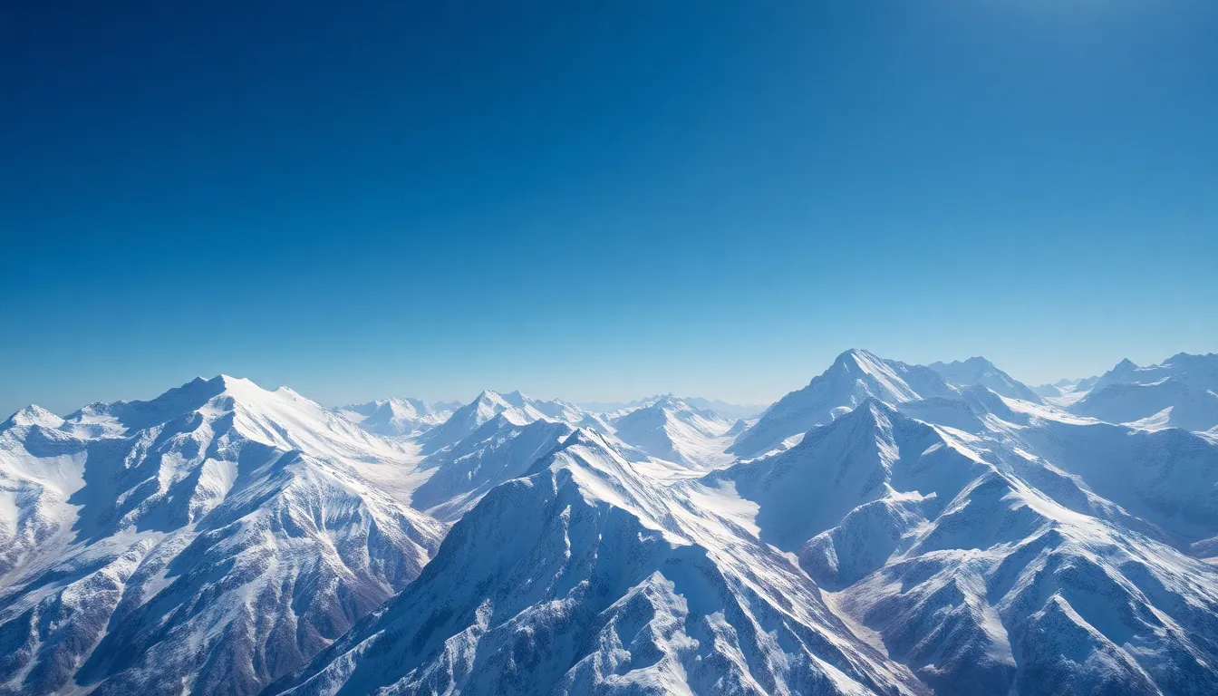 Snow-Capped Mountain Aerial View