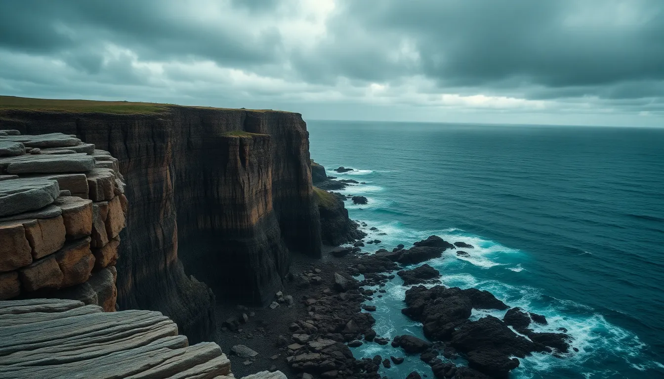Dramatic Coastal Cliff Aerial View