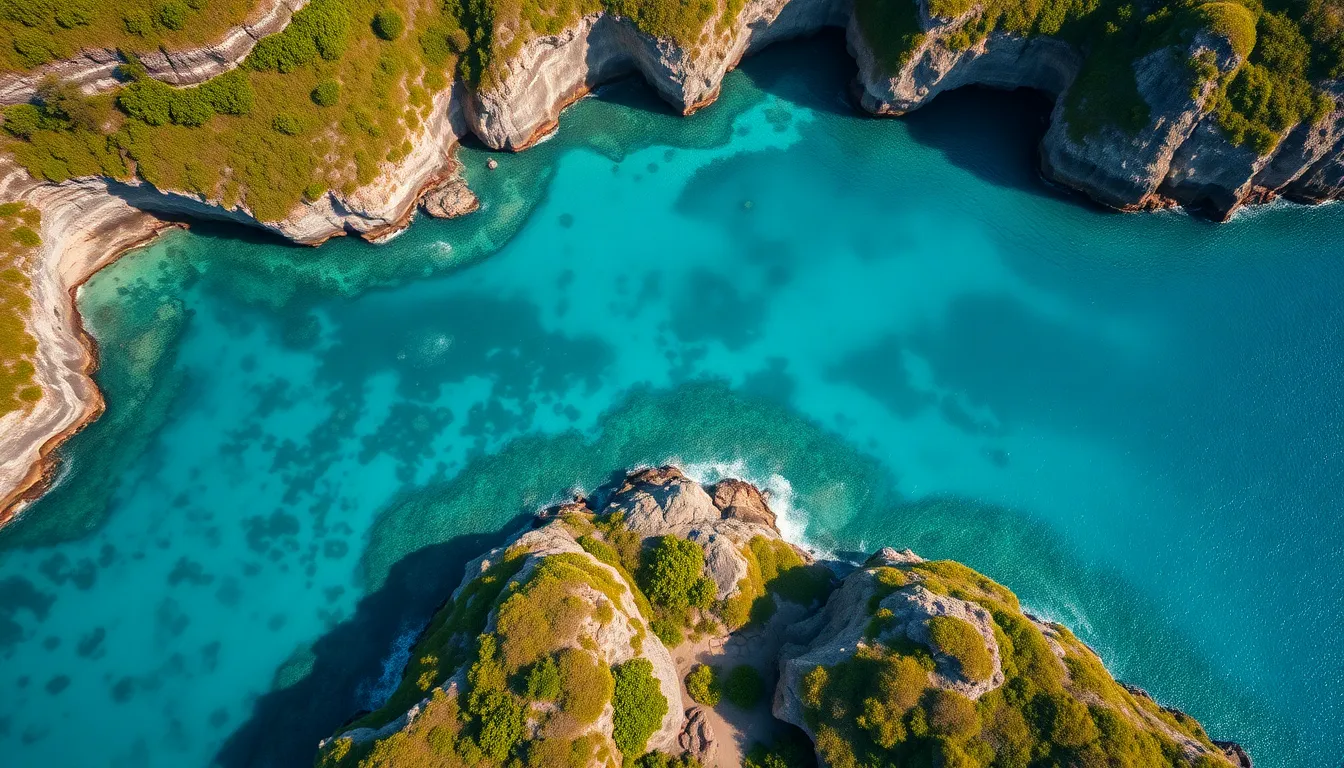 Tropical Lagoon Aerial Shot