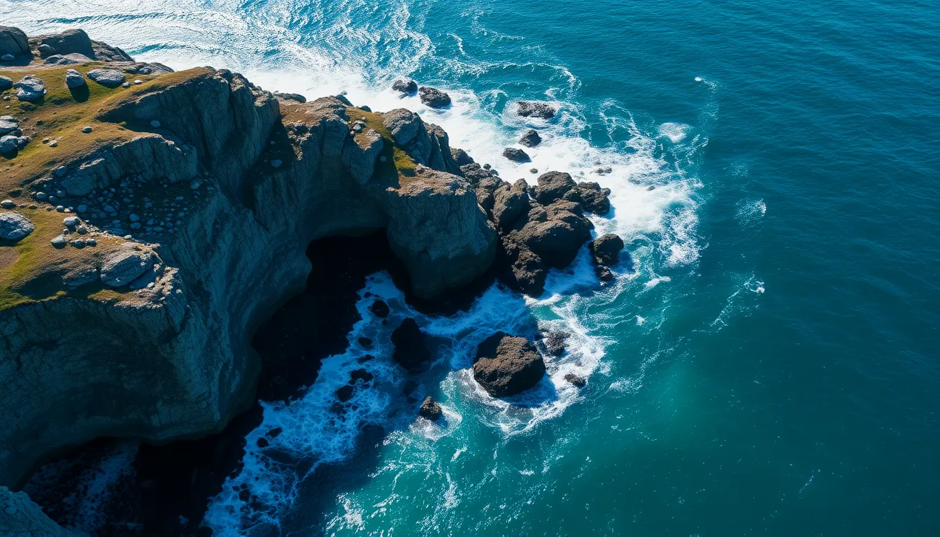 Rocky Coastline Meeting the Ocean