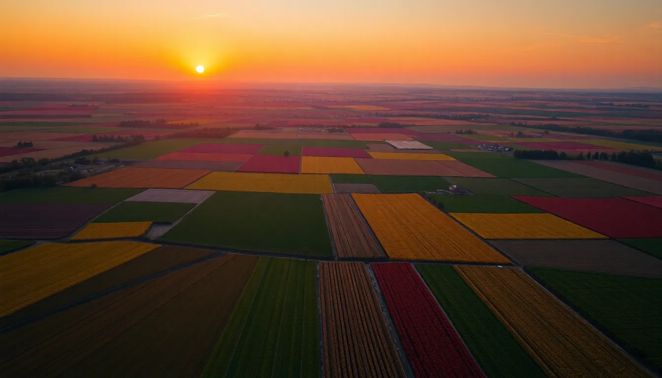 Patchwork Fields at Sunset