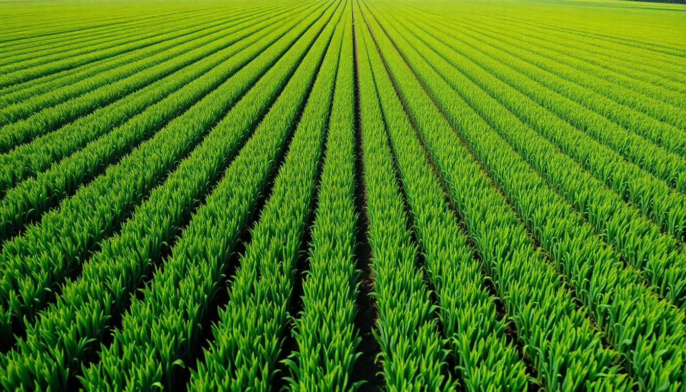 Vibrant Aerial View of Spring Agricultural Field