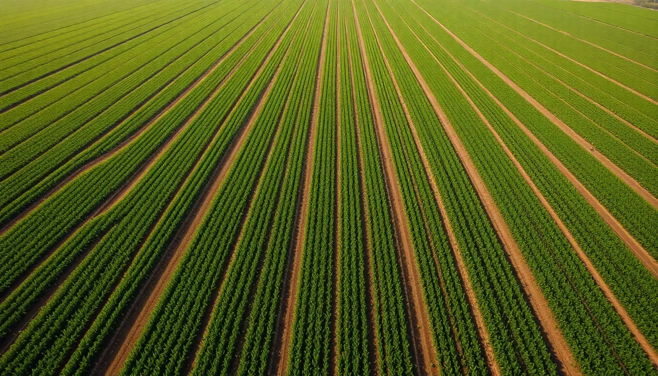 Aerial View of Expansive Agricultural Fields