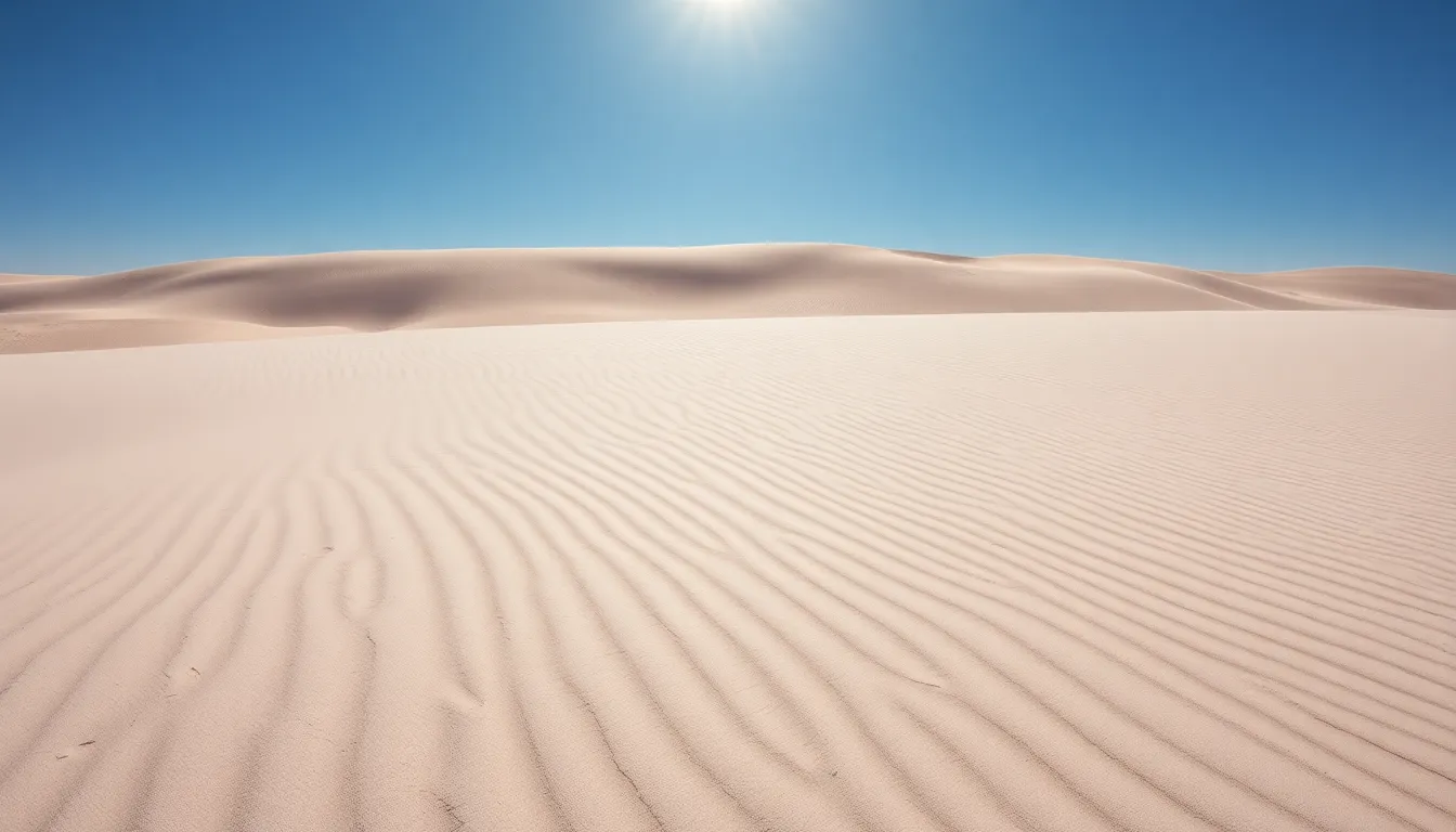 Endless White Sand Dunes Under Blue Sky