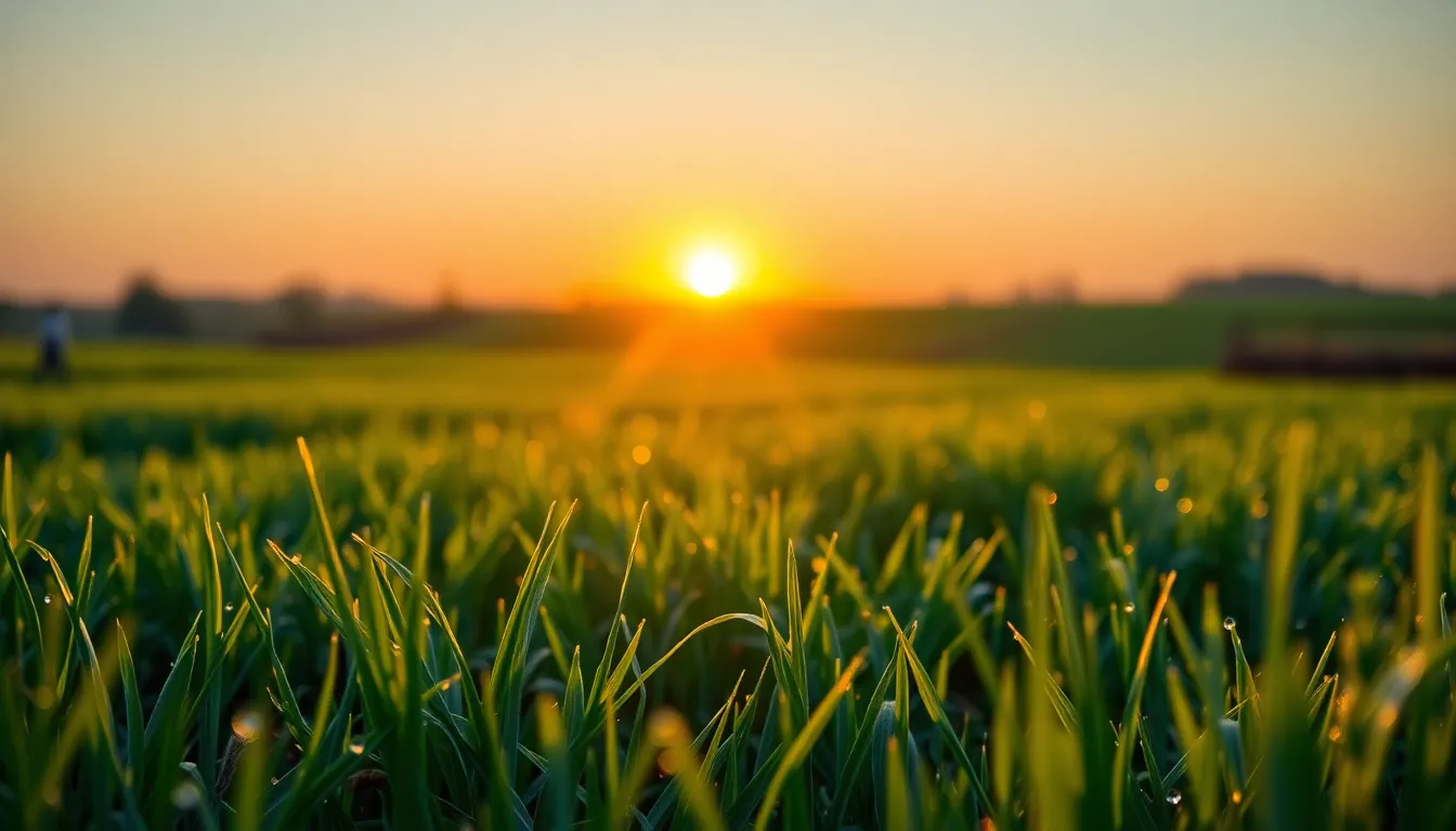 Dew-Kissed Fields at Sunrise