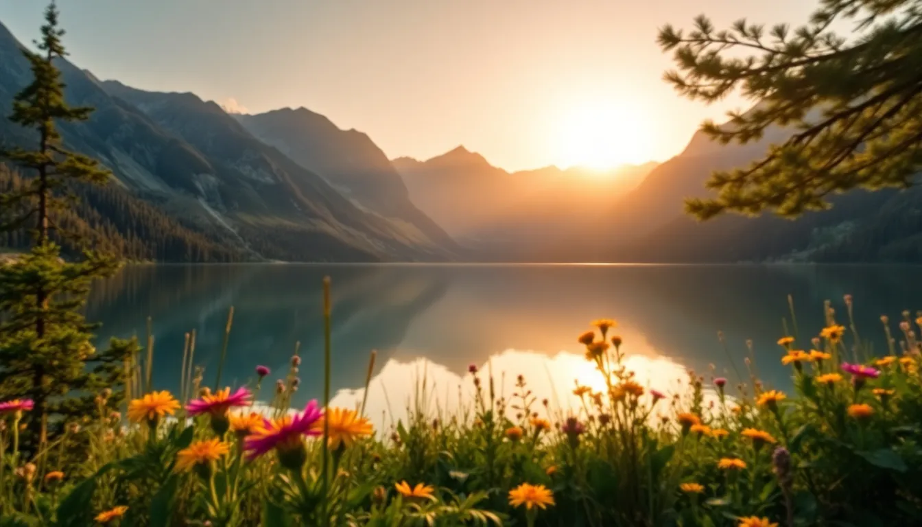 Serene Mountain Lake Aerial View