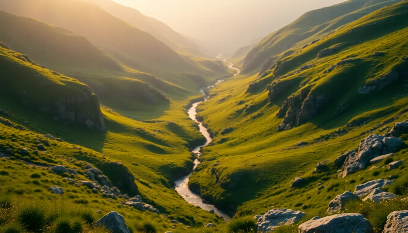 Vibrant Aerial View of a Green Valley