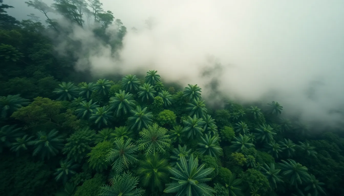 Aerial View of Lush Rainforest Canopy