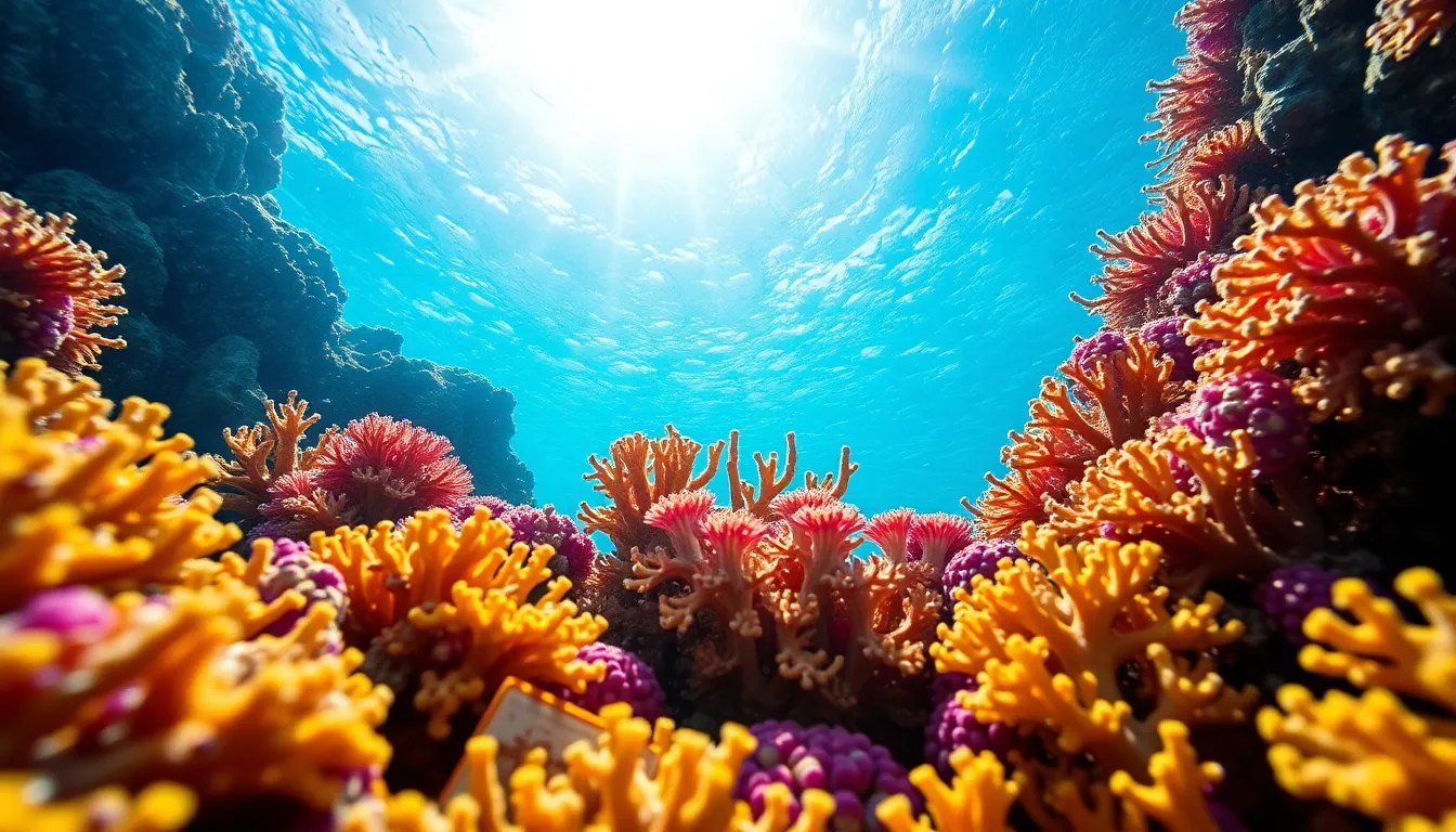 Aerial Close-Up of a Colorful Coral Reef