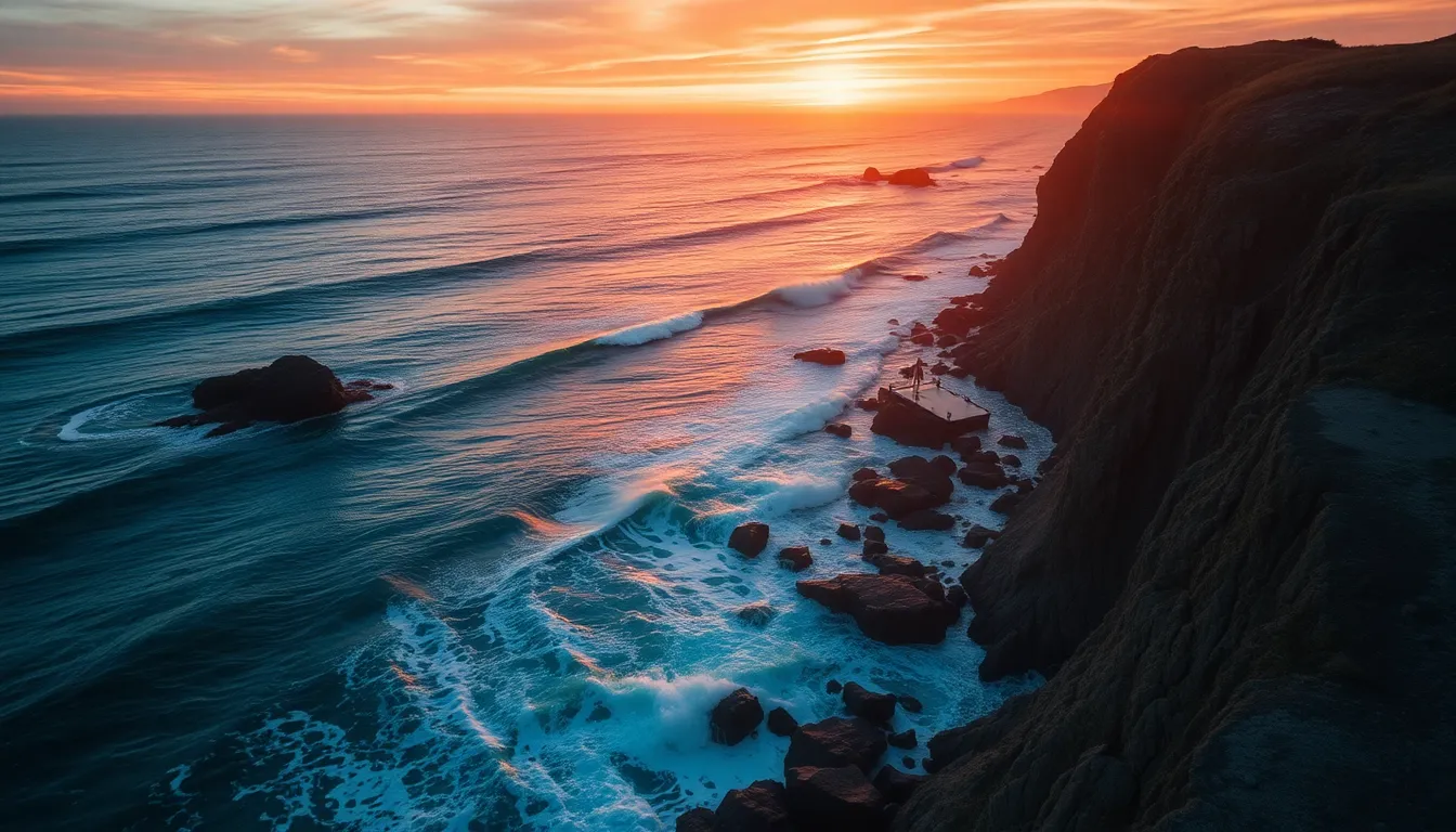 Sunset Over Rugged Coastline