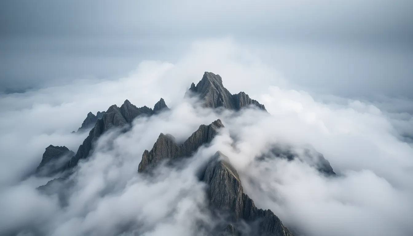 Majestic Mountain Peaks Above the Clouds