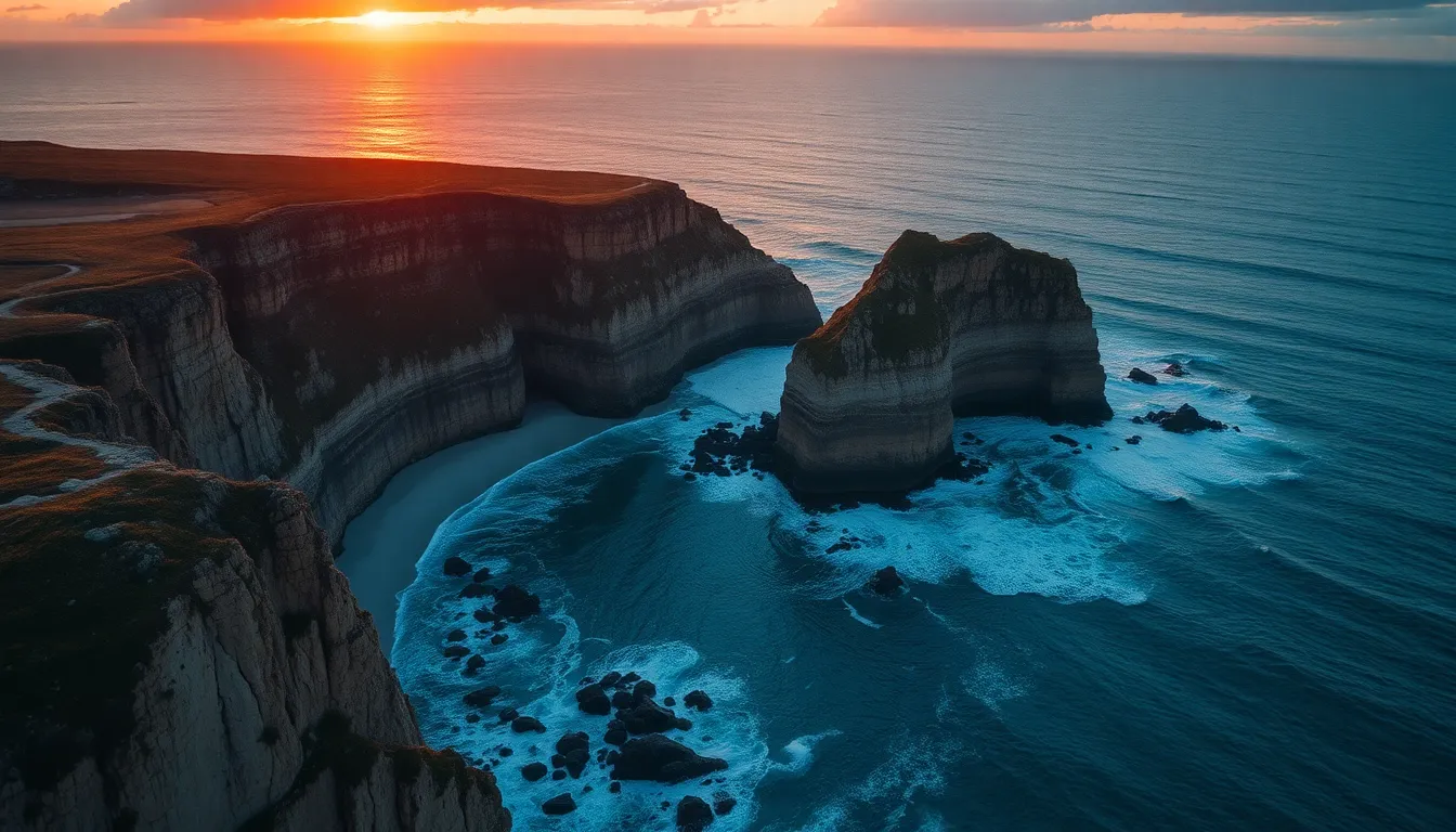 Coastal Cliffside at Sunset