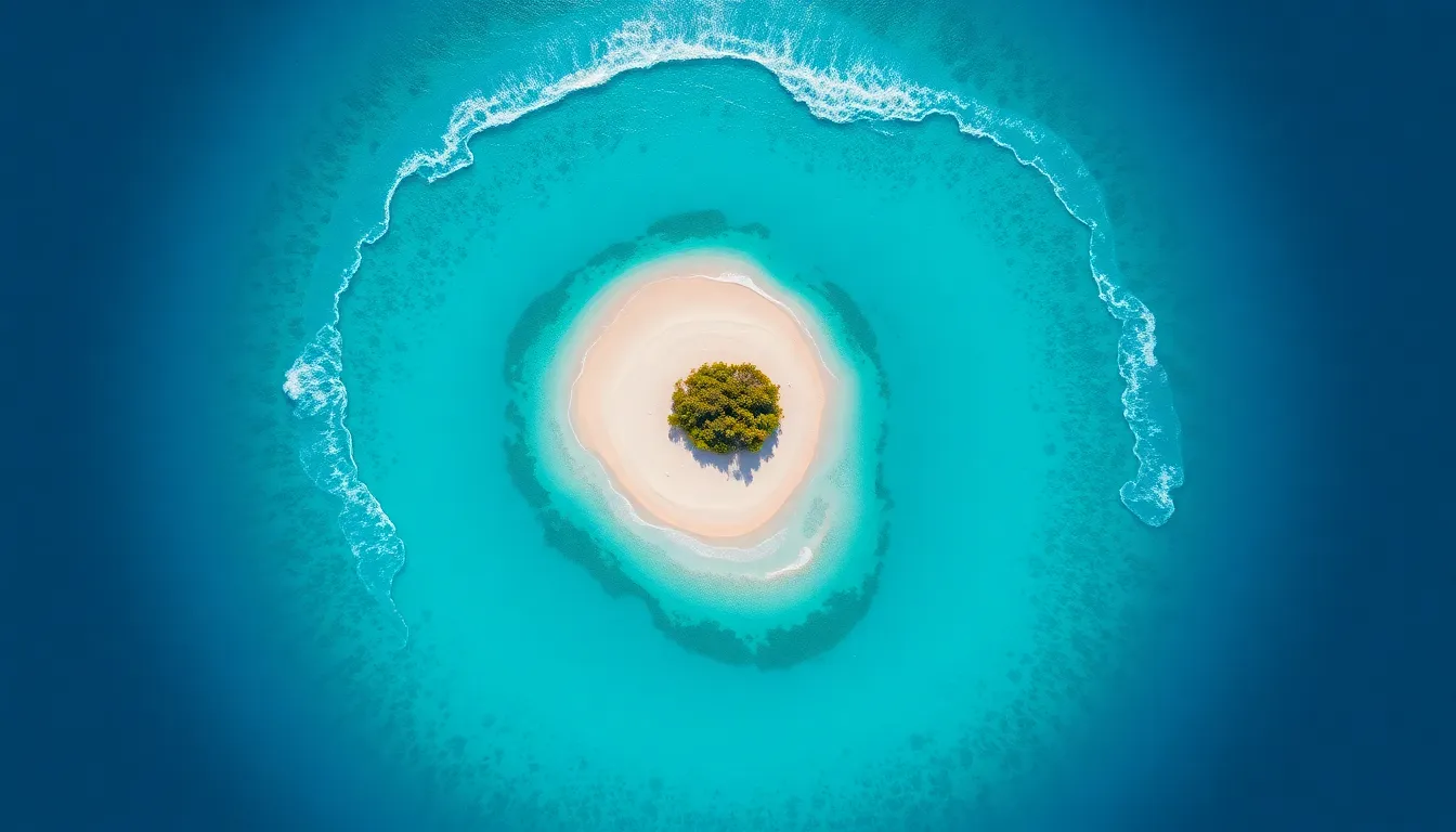 Deserted Island Surrounded by Turquoise Waters