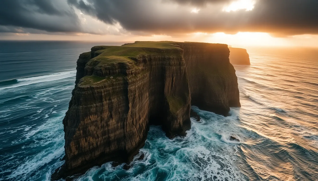 Stormy Coastal Cliffs and Waves