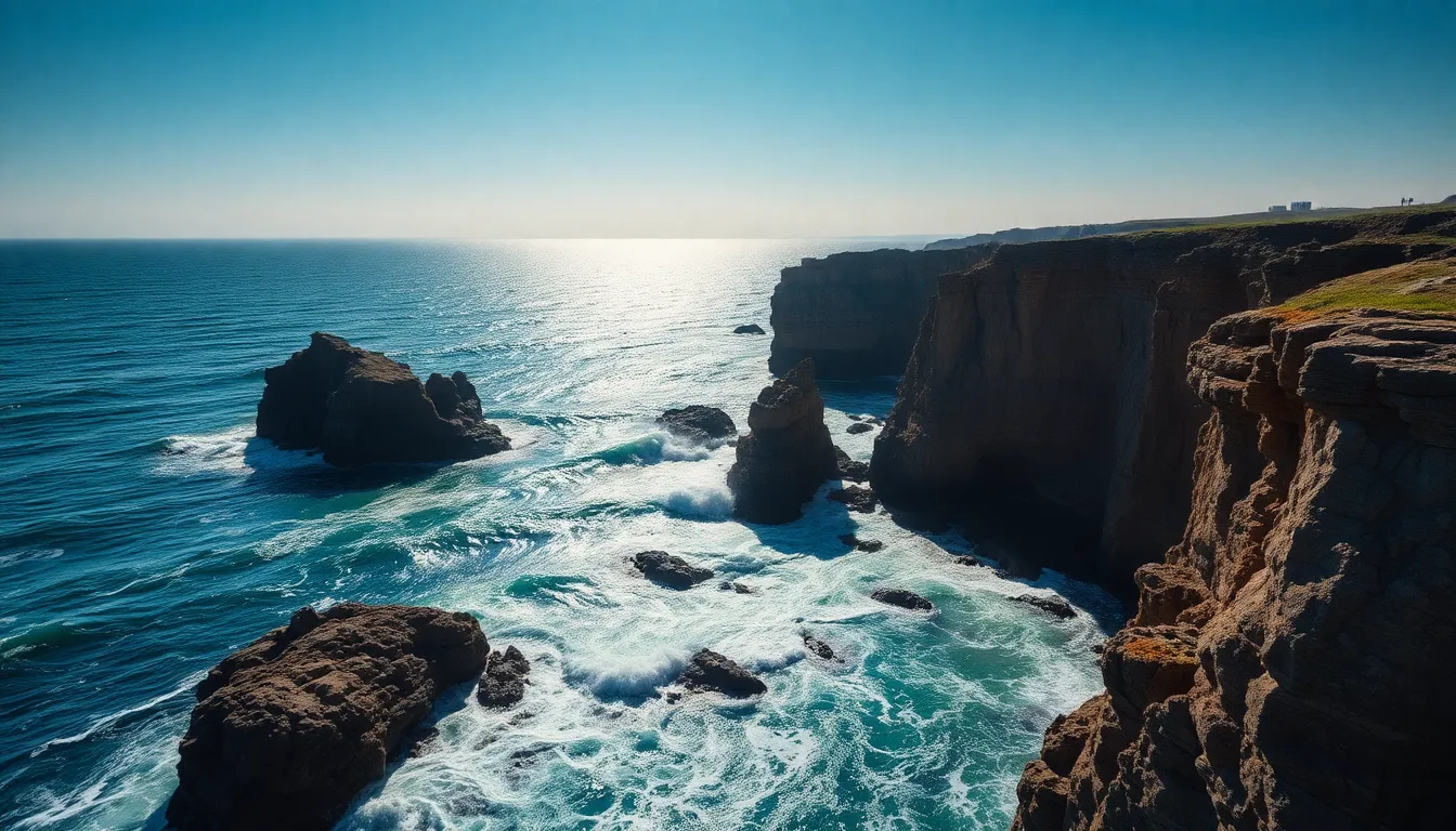Rugged Coastline with Crashing Waves