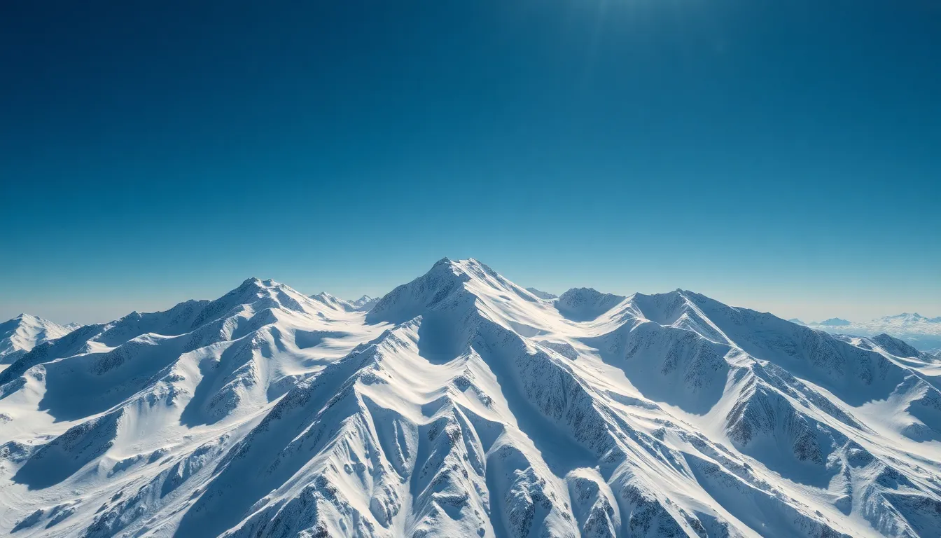 Snowy Mountain Range Under Clear Sky