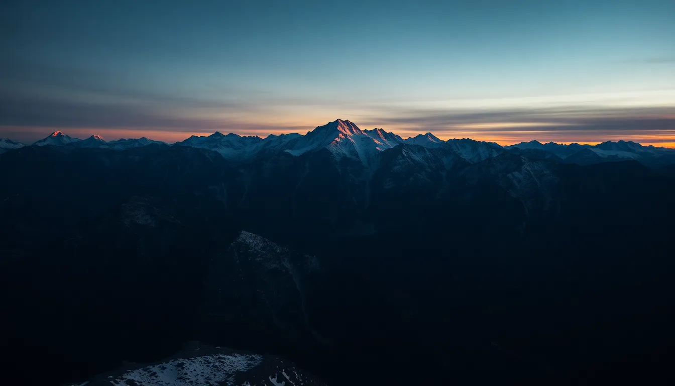 Dusk Over Majestic Mountain Range