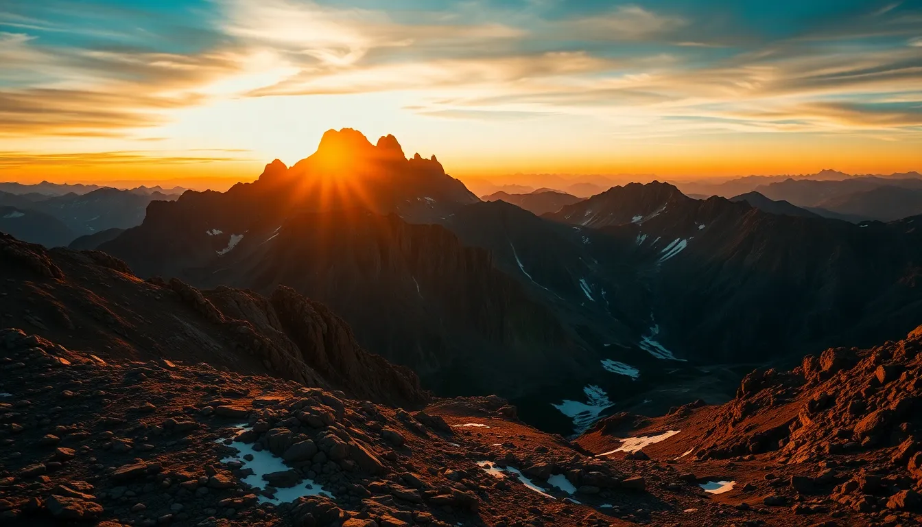 Majestic Mountain Range at Sunset