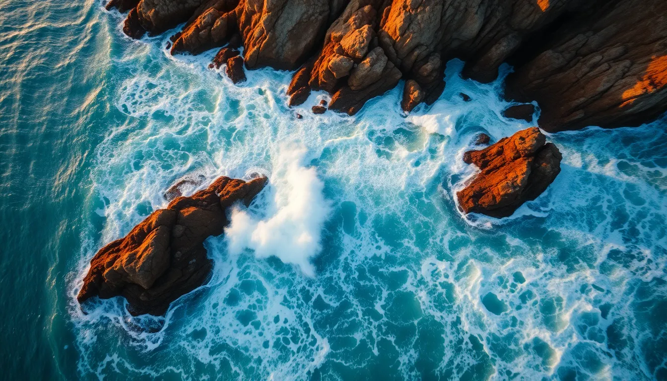 Dramatic Aerial View of Rugged Coastline