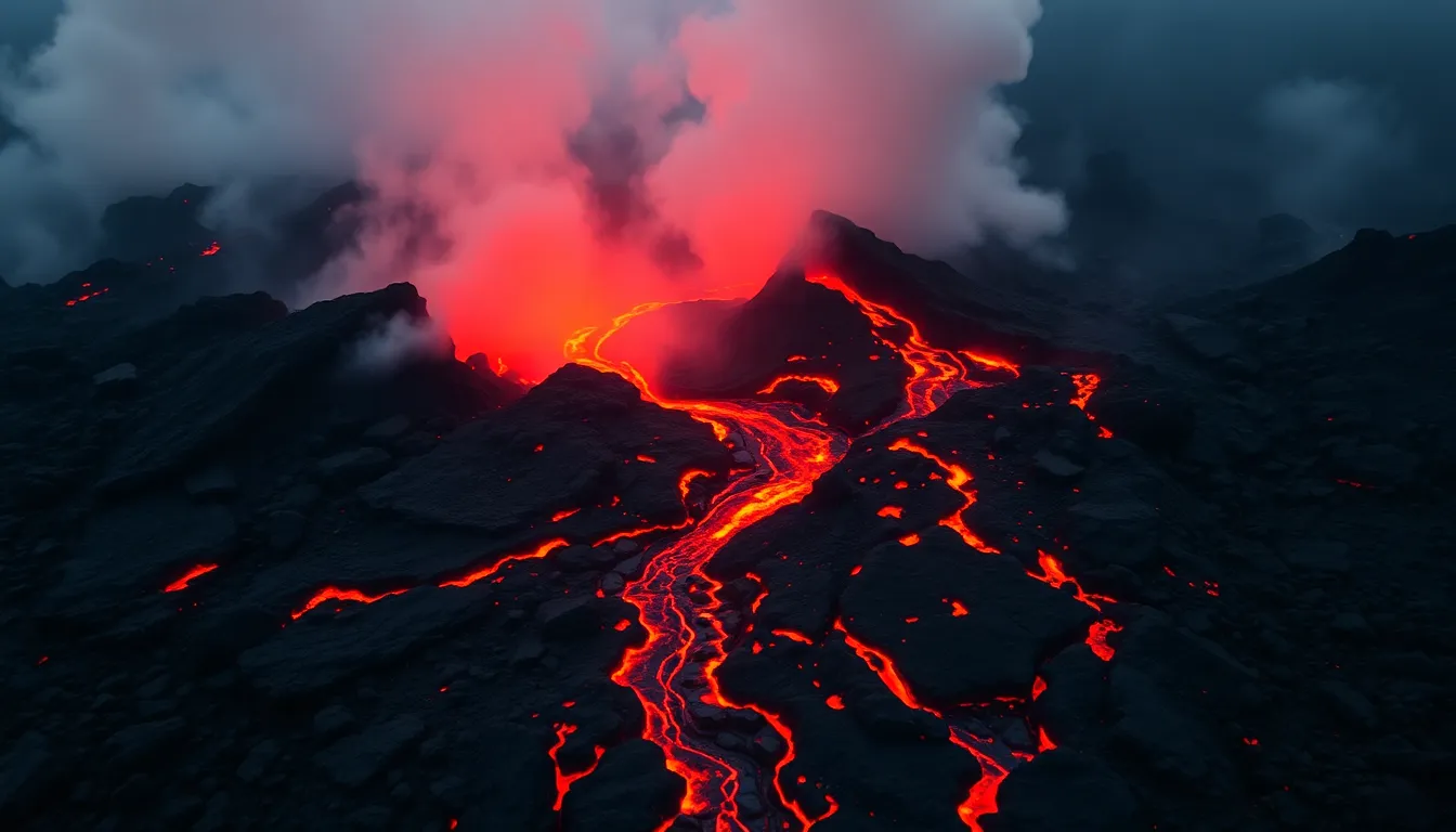 Aerial View of Volcanic Landscape