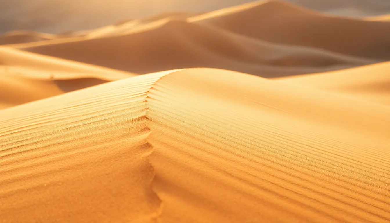 Dramatic Desert Landscape with Rippled Sand Dunes