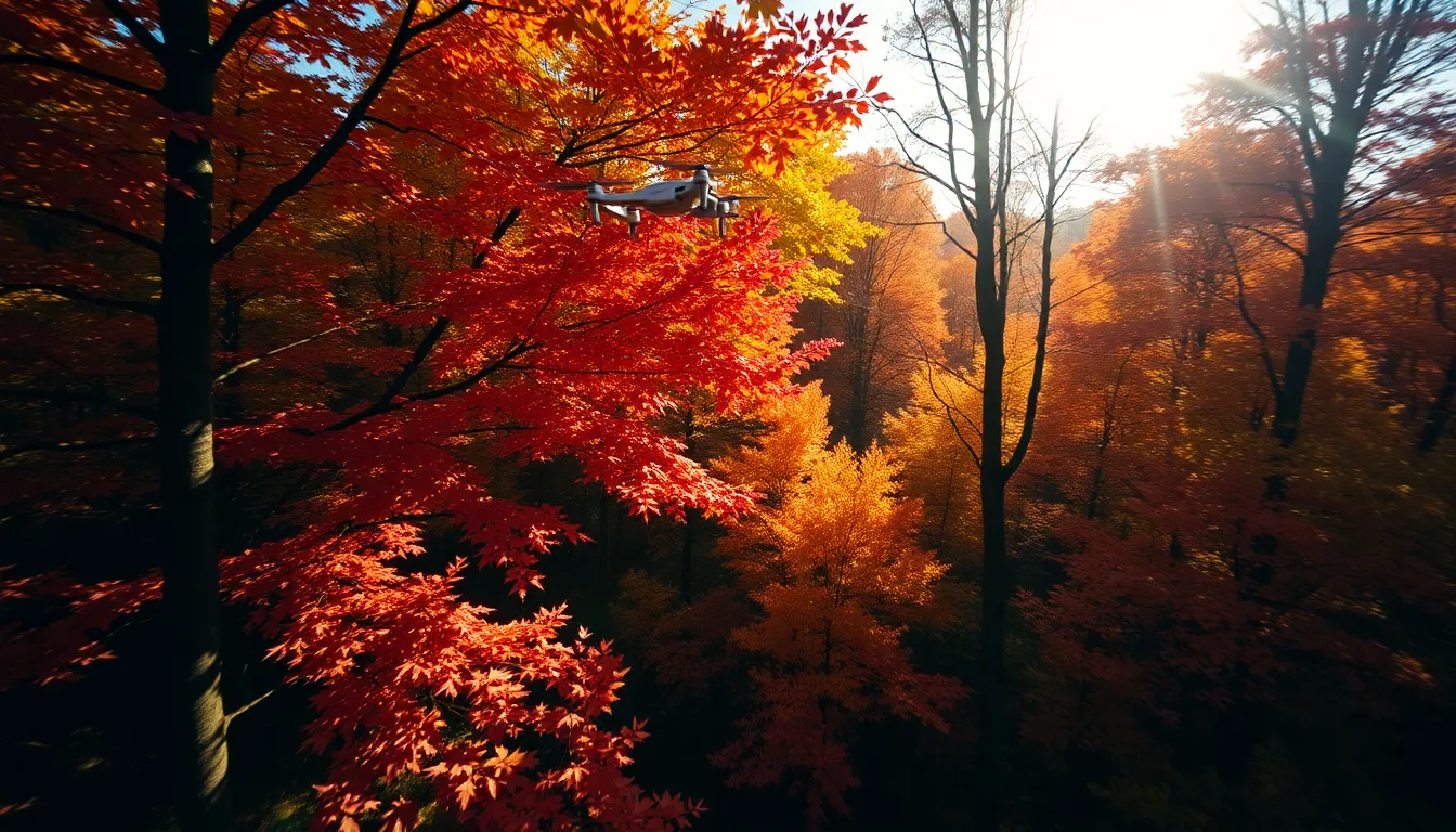 Aerial View of Vibrant Autumn Forest