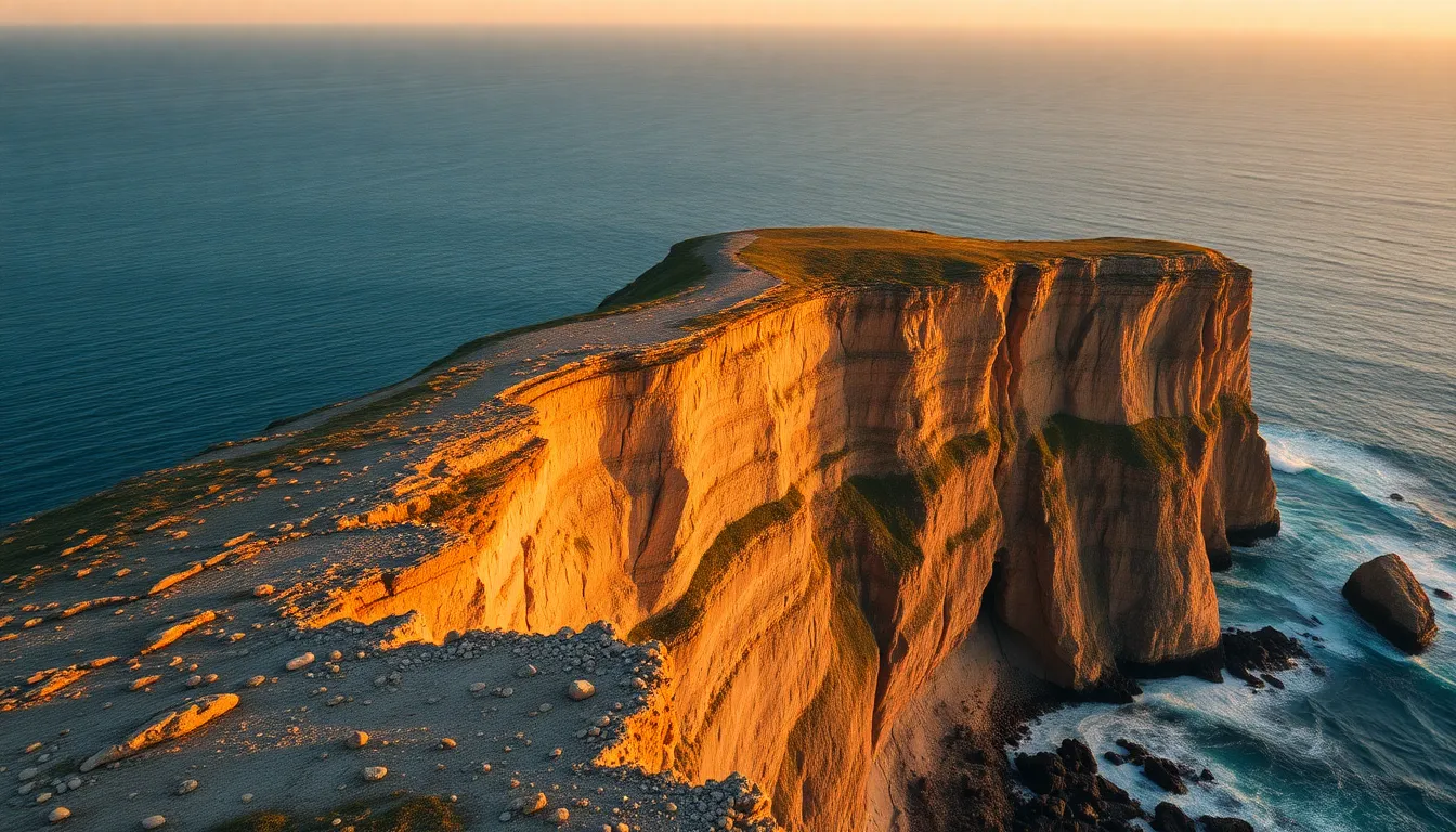 Cliffside View Over Rocky Coastline Aerial