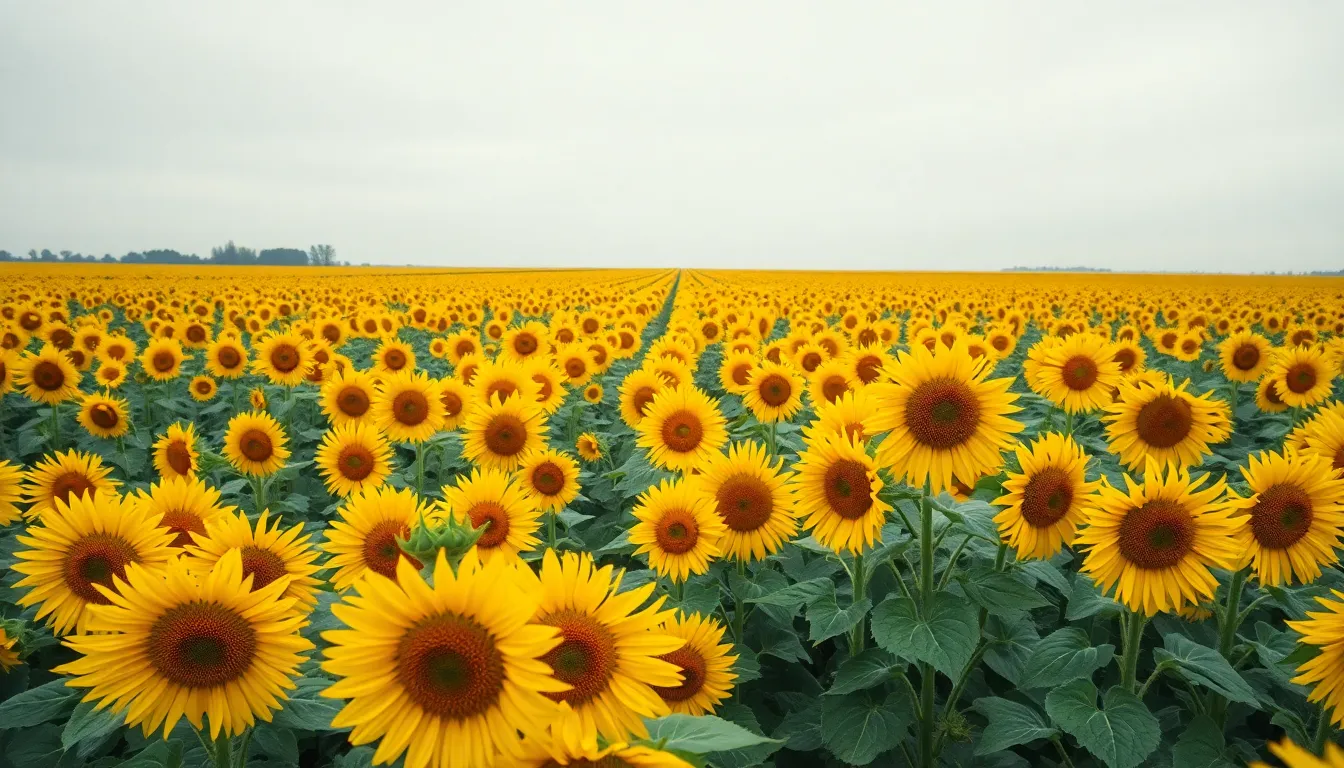 Aerial View of Sunflower Field