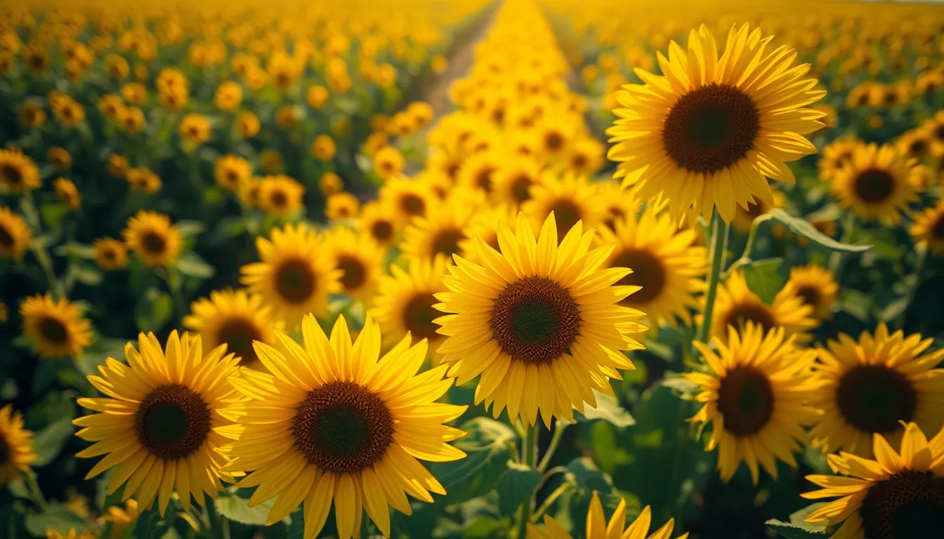 Vibrant Sunflower Field from Above