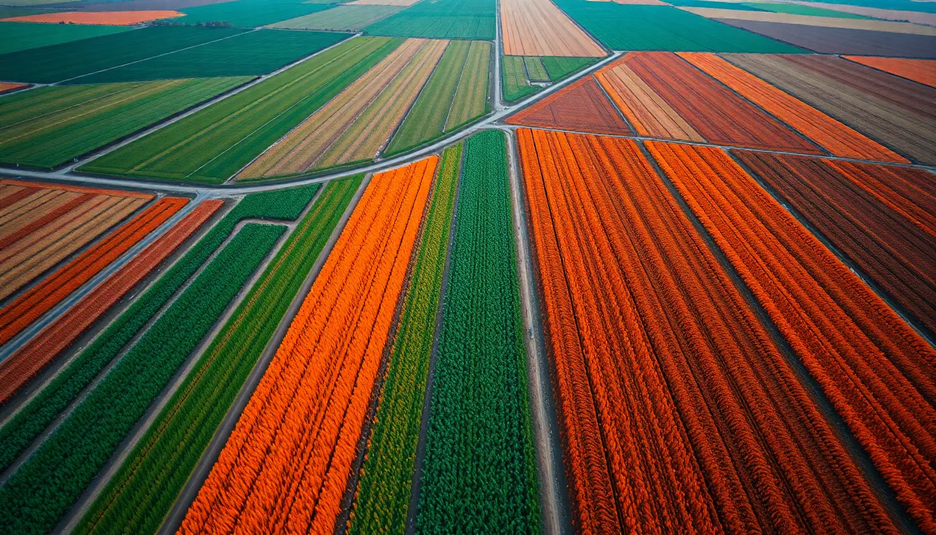 Vibrant Aerial Patterns of Agricultural Fields